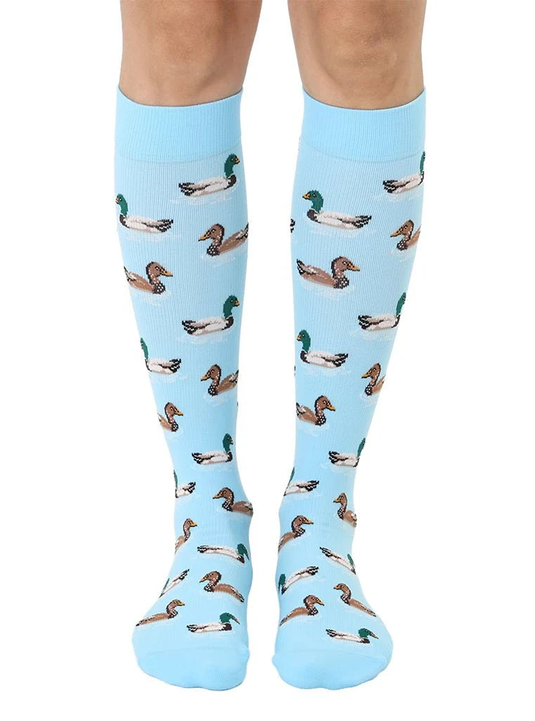 Gypsy Moon duck pattern padded socks close-up